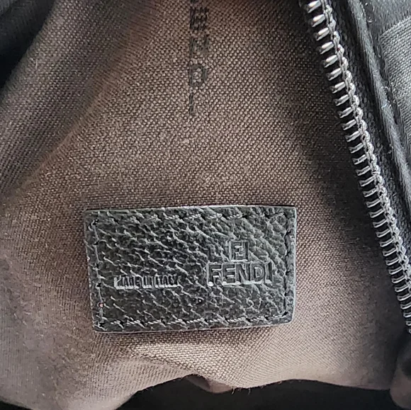 Fendi zip code hand bag. Nylon and leather